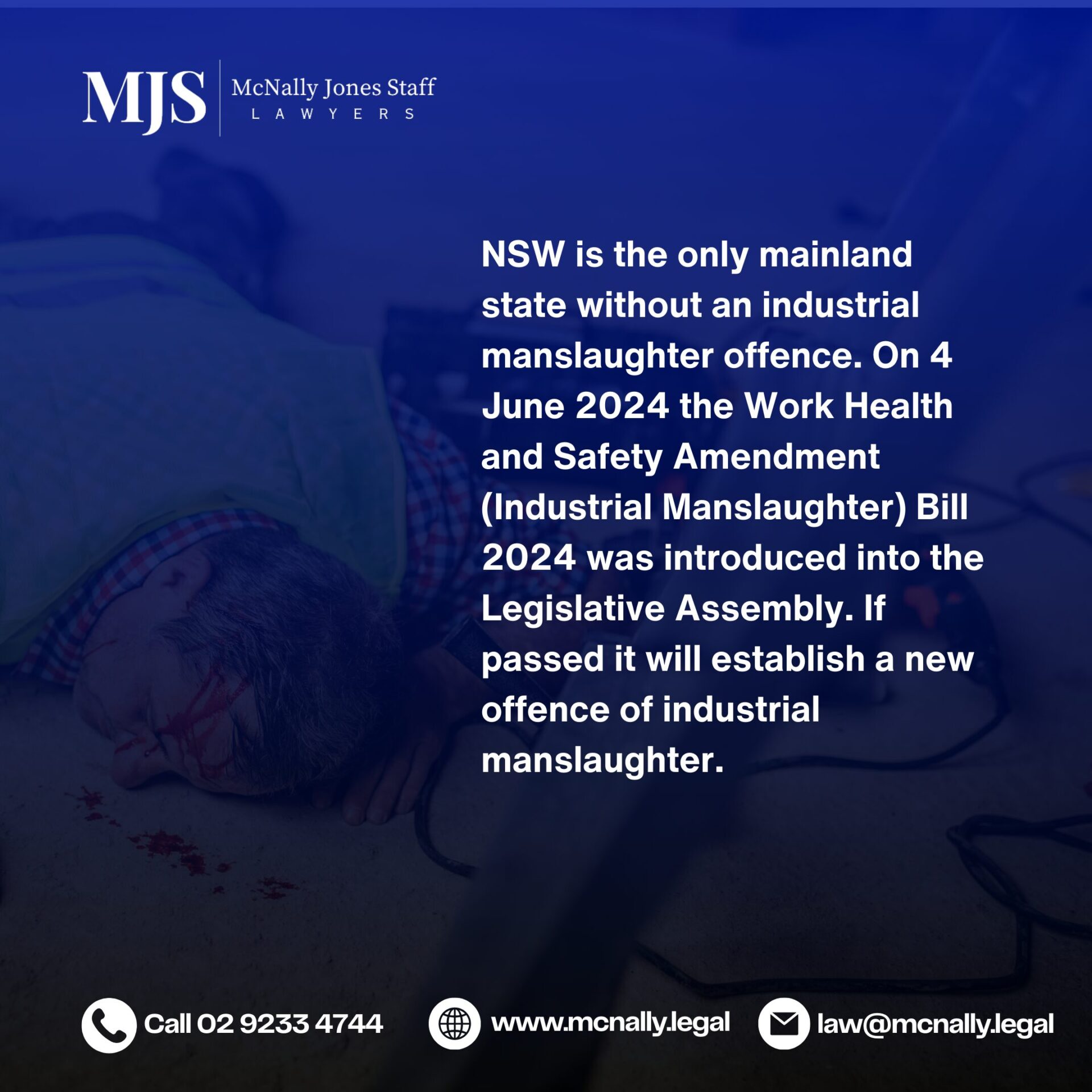 NSW is the only mainland state without an industrial manslaughter offence